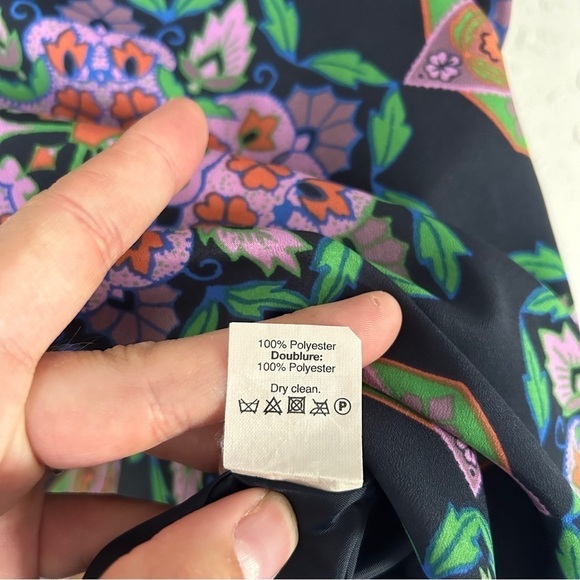 J. Crew Factory Purple Green Geometric Print Short Sleeve Mini Shift Dress 0 - Picture 3 of 6